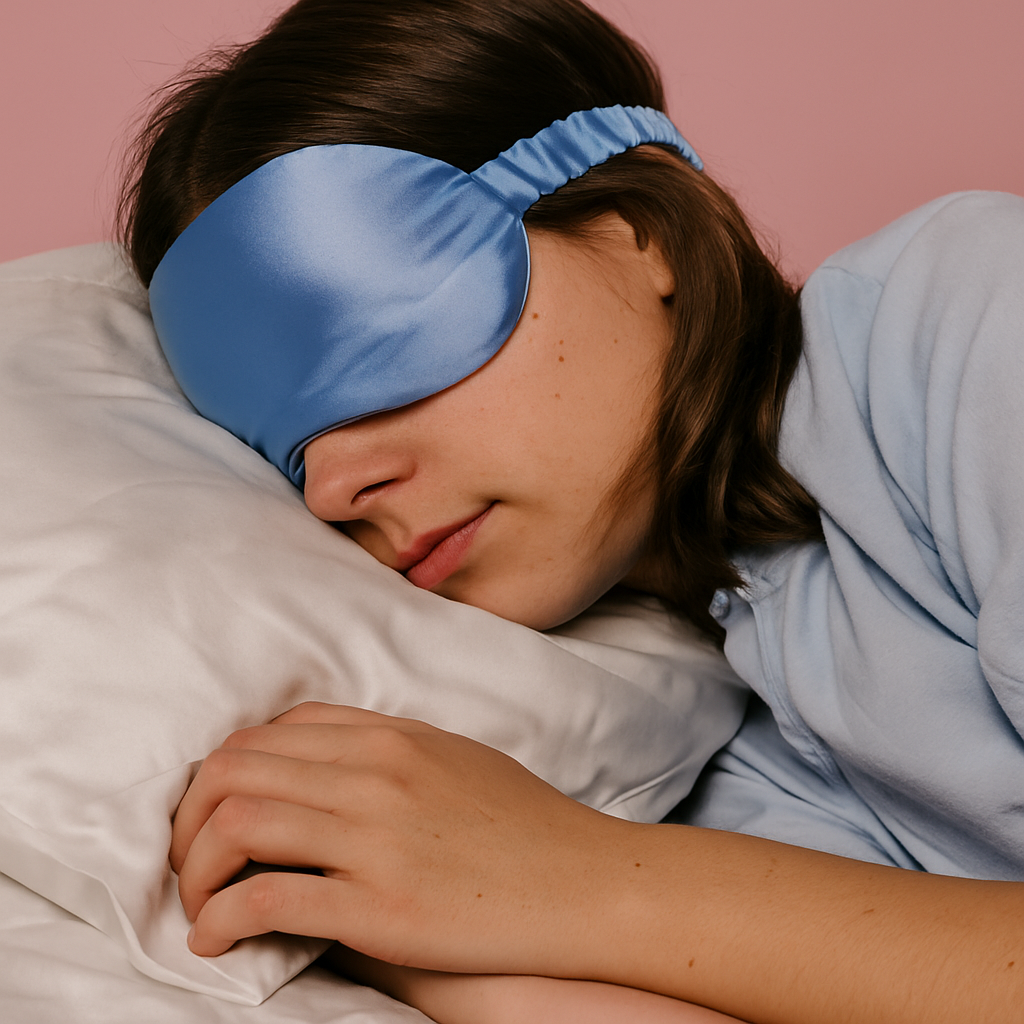 Blackout Mulberry Silk Eye Mask - Navy Blue
